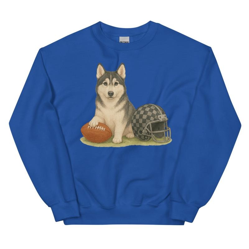 Husky Football Sweatshirt - Unisex Apparel Relaxed Fit Printed In The USA Clothing Womenswear Casual Comfort Cotton Top...