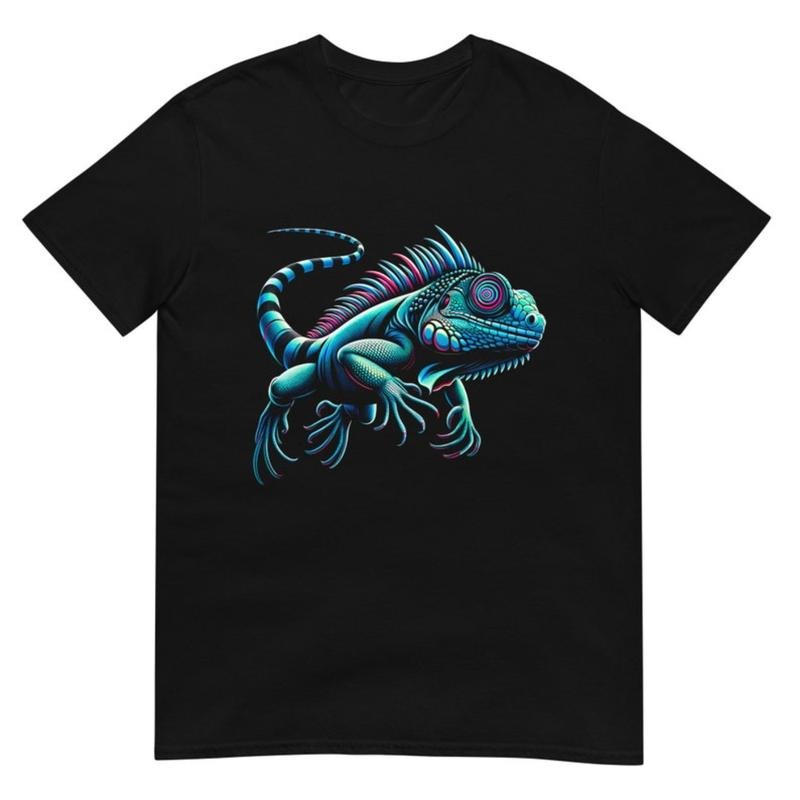 Hypnotic Iguana T-Shirt: Vibrant Neon Psychedelic Leaping Lizard made in usa Hoodie, Sweatshirt | TeeBloomCo.com