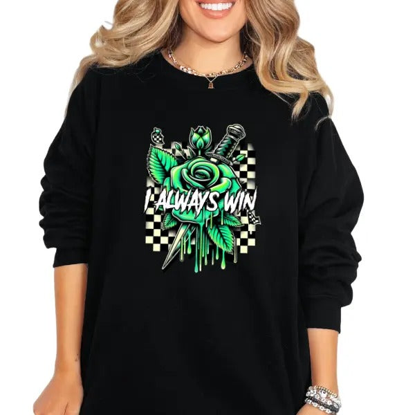 'I Always Win' Crewneck Sweatshirt, T Shirt, or Hoodie Grunge Aesthetic Pullover | Casual, Comfort, Streetwear Cotton...