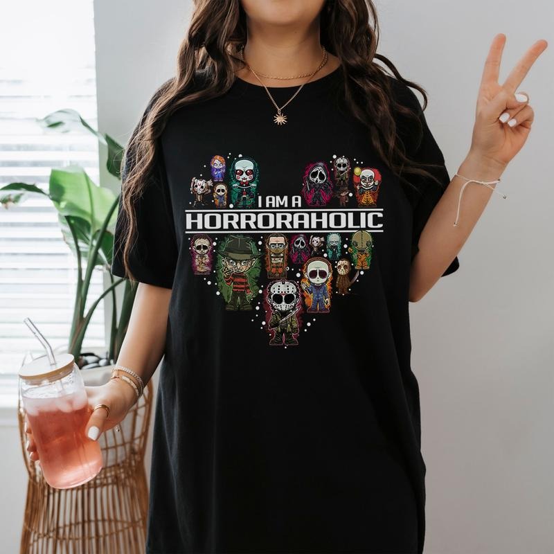 I Am A Horroraholic Michael Myers Freddy Krueger Jason Voorhees Ghostface Halloween Shirt Hoodie, Sweatshirt | TeeBloomCo.com