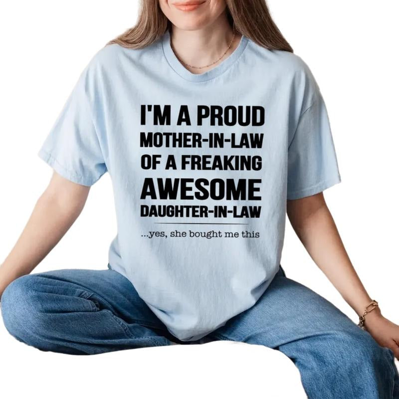 I Am A Proud Mother In Law Of A Freaking Awesome Daughter In Law Shirt, Mother In Law Shirts, Mothers Day Gifts, Short...