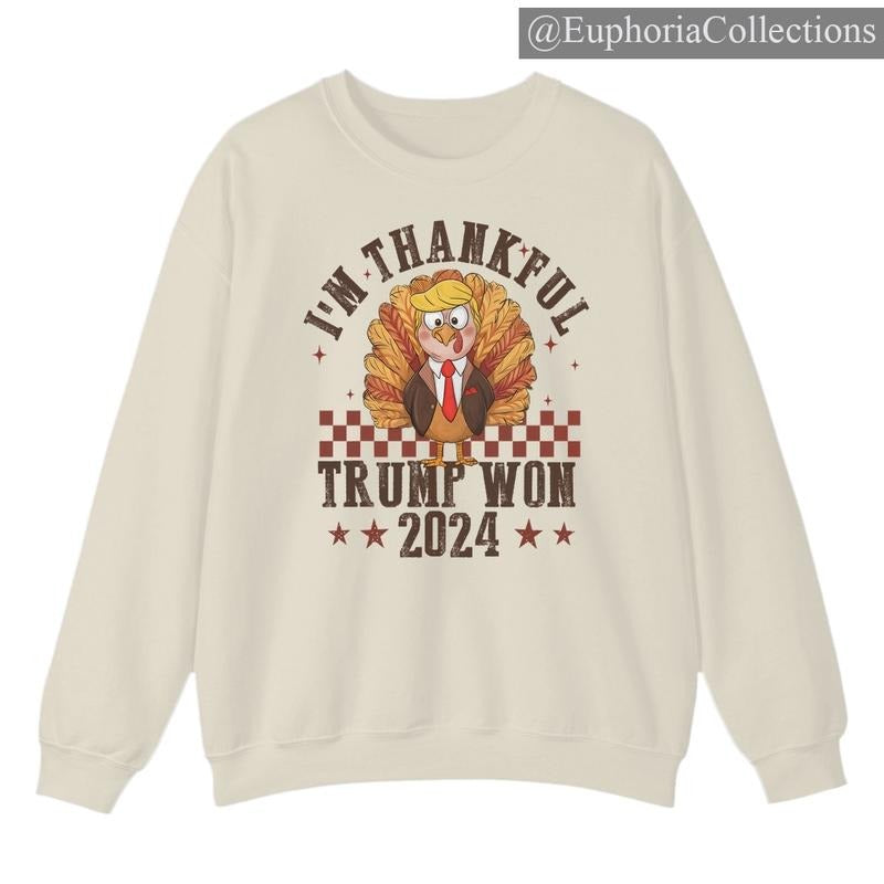I Am Thankful #Trump Won Again Thanksgiving Winner Dinner Chicken Turkey 2024 Festive T-Shirt, Sweater, Hoodie , Global...