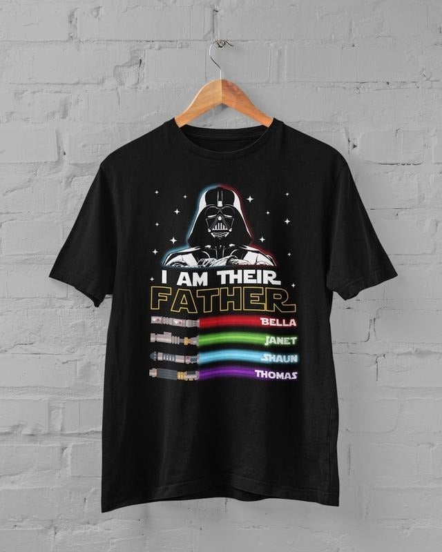 I Am Their Father Custom t-shirt, Custom Kids Name Shirt For Dad, Personalized Names Lightsabers, Light Saber Gift,...