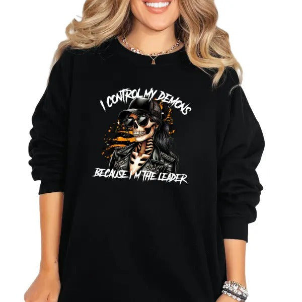 I Control My Demons Skeleton Graphic Tee, Sweatshirt, or Hoodie | Edgy Goth Grunge Style | Dark Alternative Fashion |...