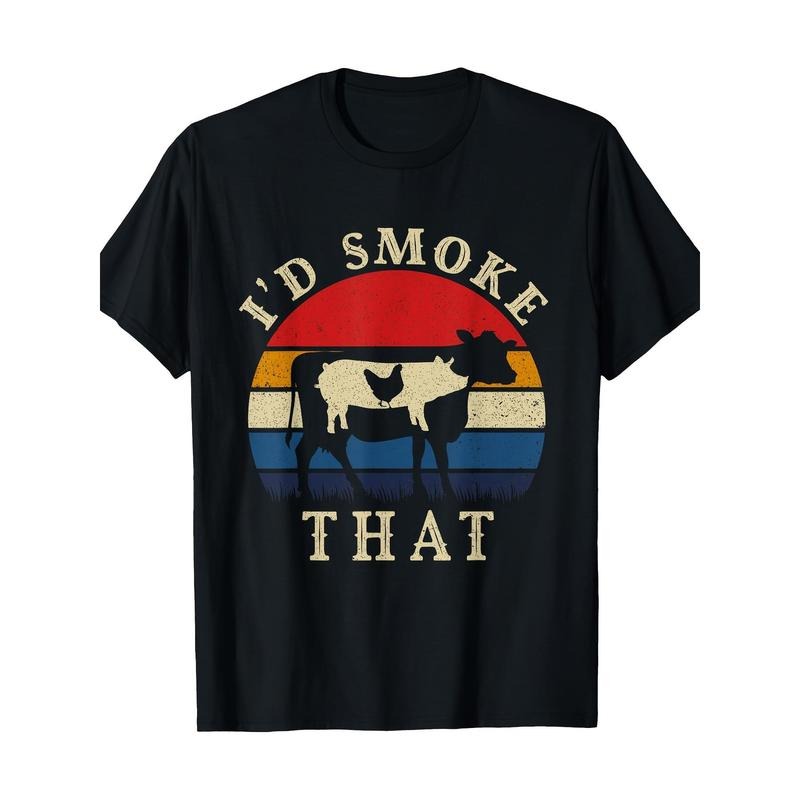 I'D smoke that funny BBQ vintage meat smoker pitmaster gift T-shirt 100% cotton-220g made in usa Hoodie, Sweatshirt
