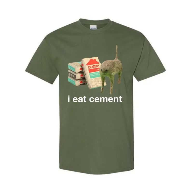 I Eat Cement Cursed Cat Funny Oddly Specific Meme T-Shirt Classic Cotton Hoodie, Sweatshirt | TeeBloomCo.com