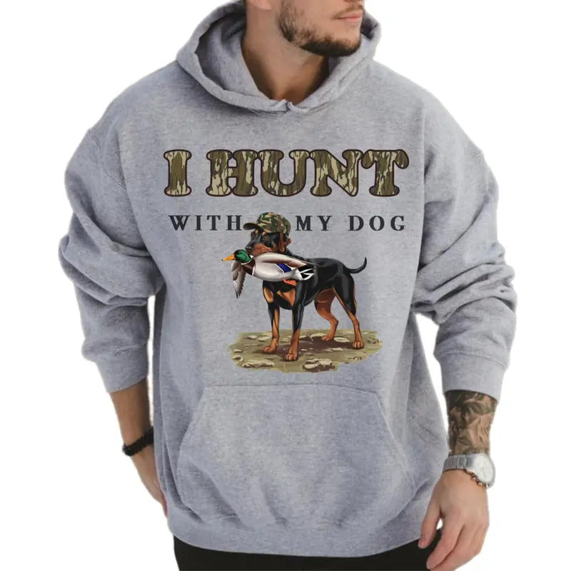 I Hunt with My German Shorthair Dog Unisex Crewneck Sweater, Hunting Camo Bottomland Duck Hunt Shirt Classic Hoodie...