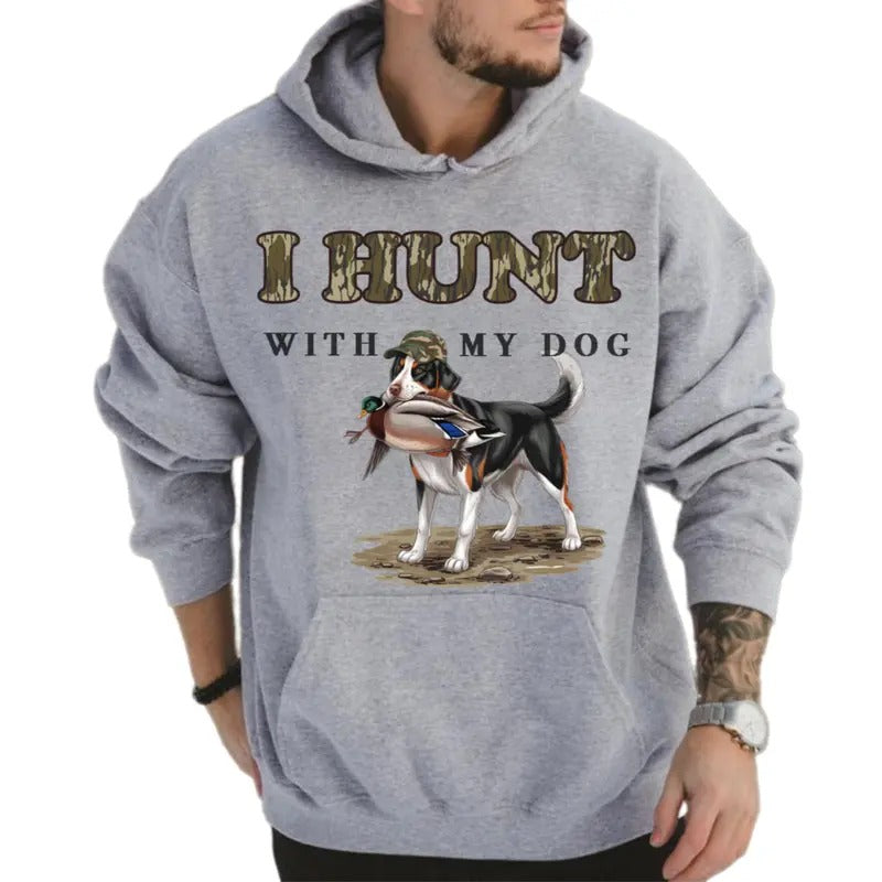 I Hunt with My Nova Scotia Duck Tolling Retriever Dog Unisex Crewneck Sweater, Hunting Camo Bottomland Duck Hunt Shirt...