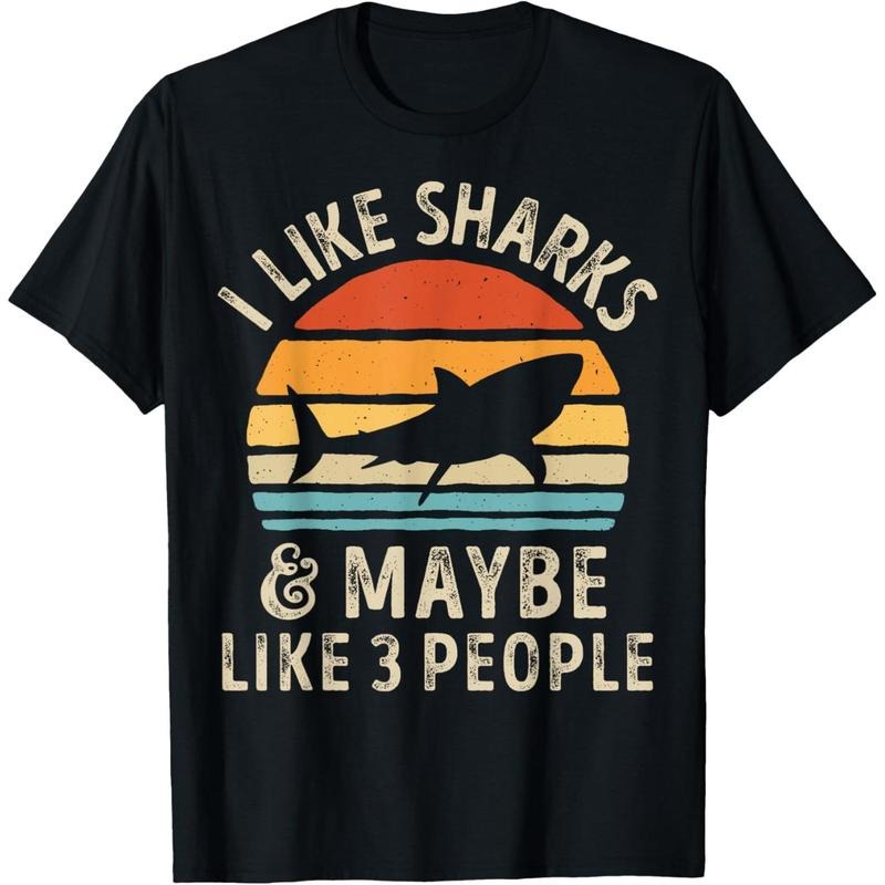 I Like Sharks and Maybe 3 People Shark Lover Retro Vintage T-Shirt made in usa Hoodie, Sweatshirt | TeeBloomCo.com