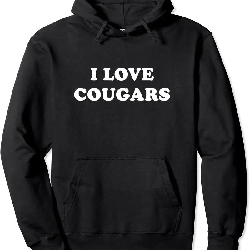 I Love Cougars Funny Pullover Hoodie | Unisex Hooded Sweatshirt T-Shirts | TeeBloomCo.com