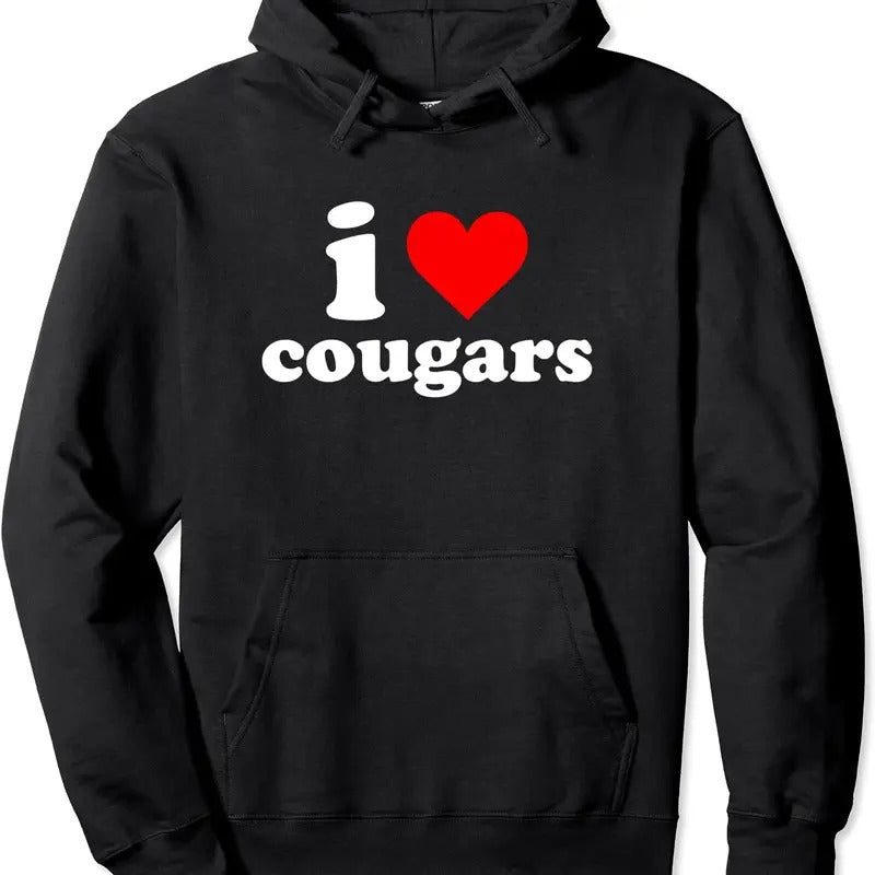 I Love Cougars Pullover Hoodie | Unisex Hooded Sweatshirt T-Shirts | TeeBloomCo.com