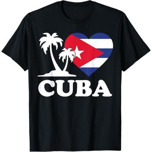 I Love Cuba Cuban Flag Palm Hispanic Heritage Month Heart T-Shirt Made in USA Hoodie, Sweatshirt | TeeBloomCo.com