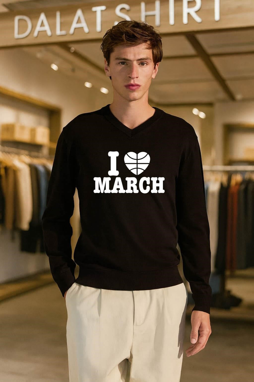 I Love Heart Basketball March White Bold Typography shirt