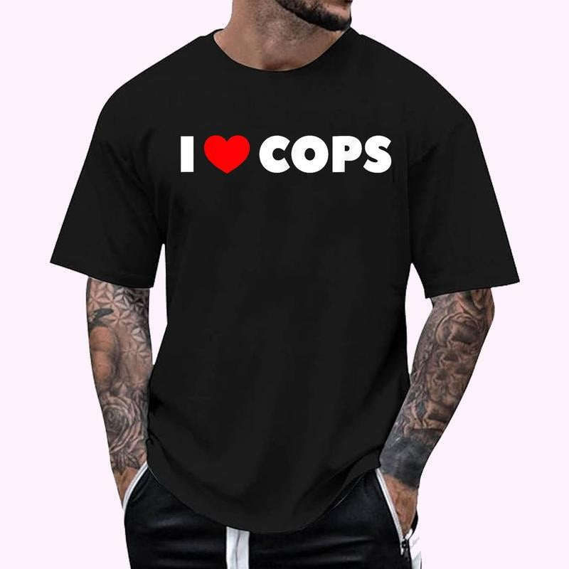 I Love Heart Cops Graphic T-Shirt