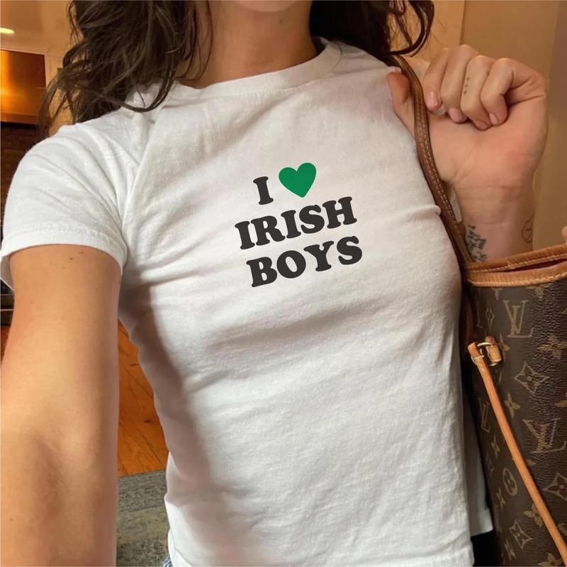 I Love Irish Boys Baby Tee, Cute St Patrick's Day Shirt, Irish Lover Shirt, Lucky Charm Baby Tee, St Paddy's Day Outfit...