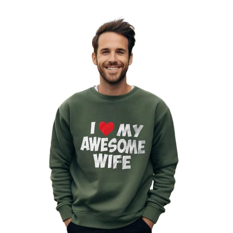 I Love My Awesome Wife T Shirt, Anniversary Present Gift Tee, Couples Sweatshirt, Awesome Wife Gift Husaband, Unisex...