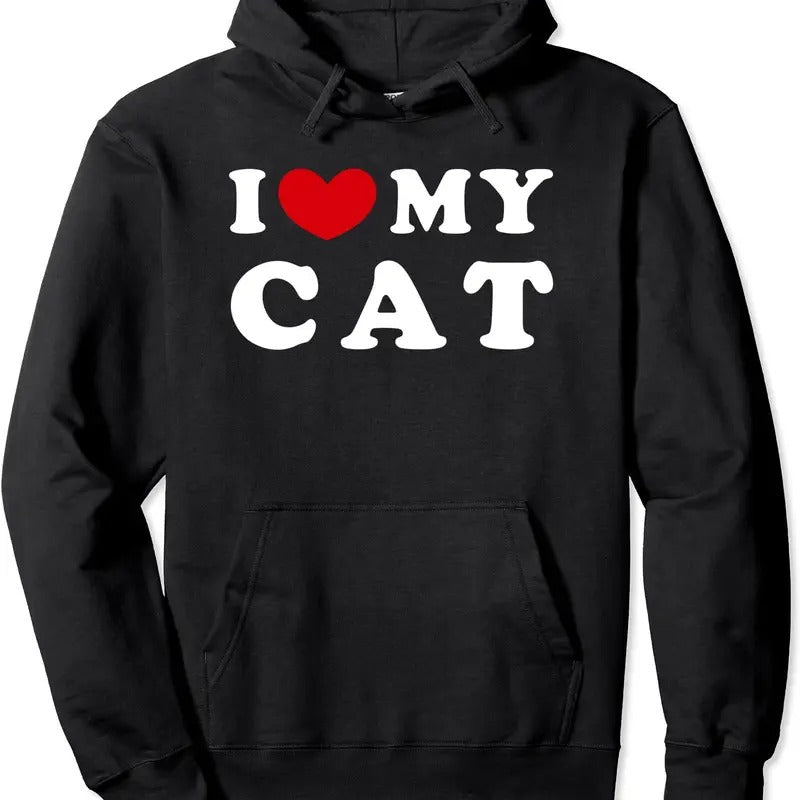 I Love My Cat, I Heart My Cat Hoodie | Unisex Hooded Sweatshirt T-Shirts | TeeBloomCo.com