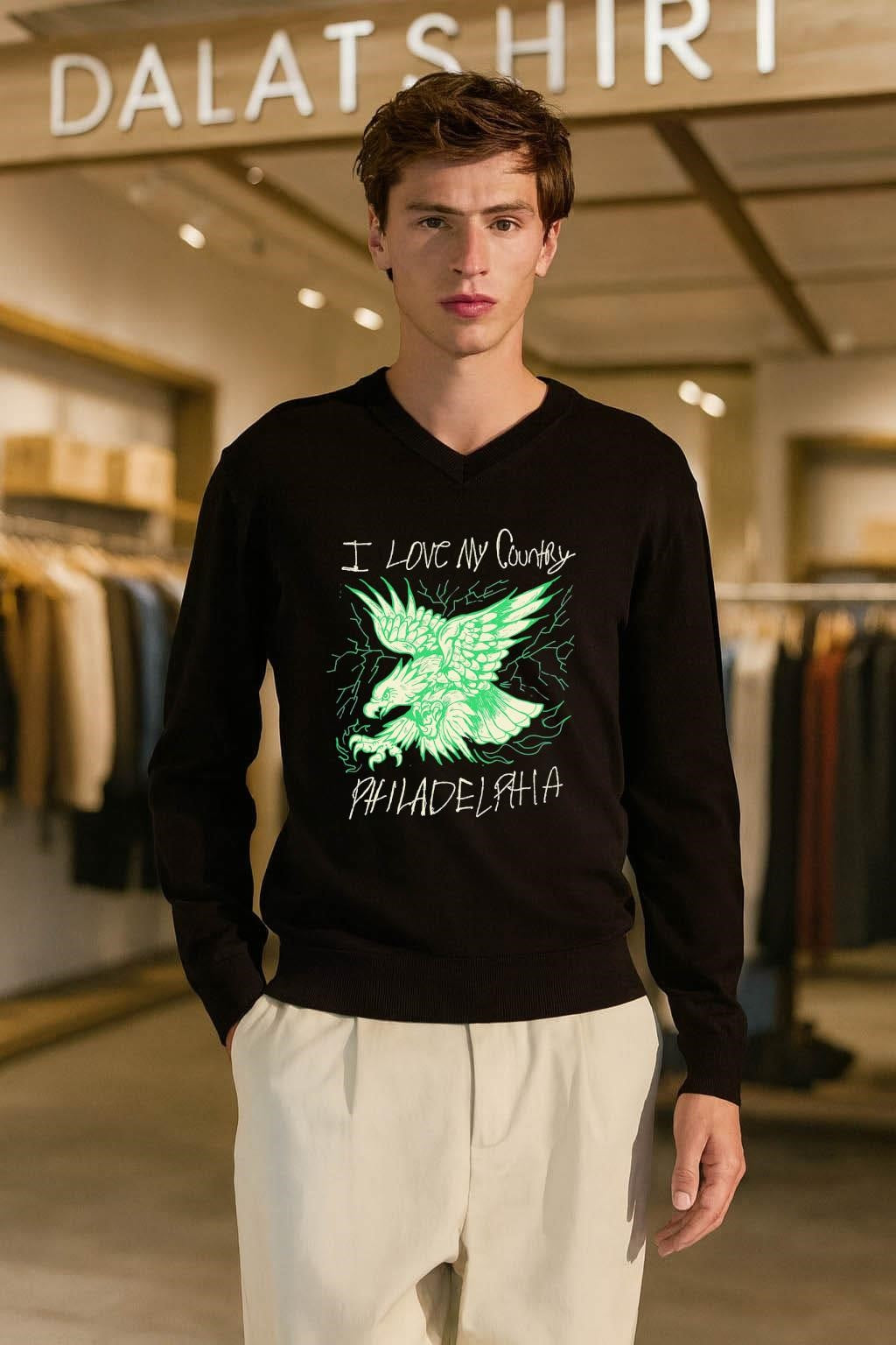 I Love My Country Philadelphia Eagle With Green Lightning shirt
