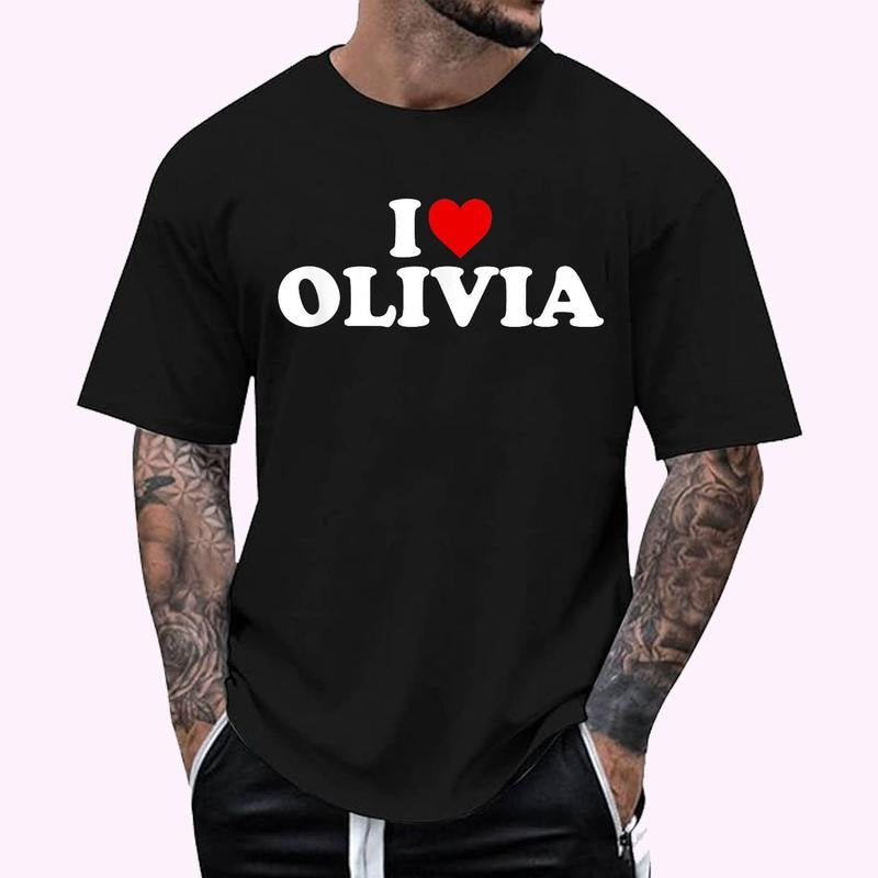 I Love Olivia - Heart T-Shirt , Unisex Cotton 100%, Top Menswear Hoodie, Sweatshirt | TeeBloomCo.com