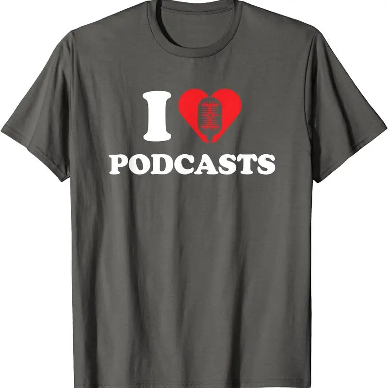 I Love Podcasts Heart T-Shirt | Unisex Cotton Tee, Size S-5XL Hoodie, Sweatshirt | TeeBloomCo.com