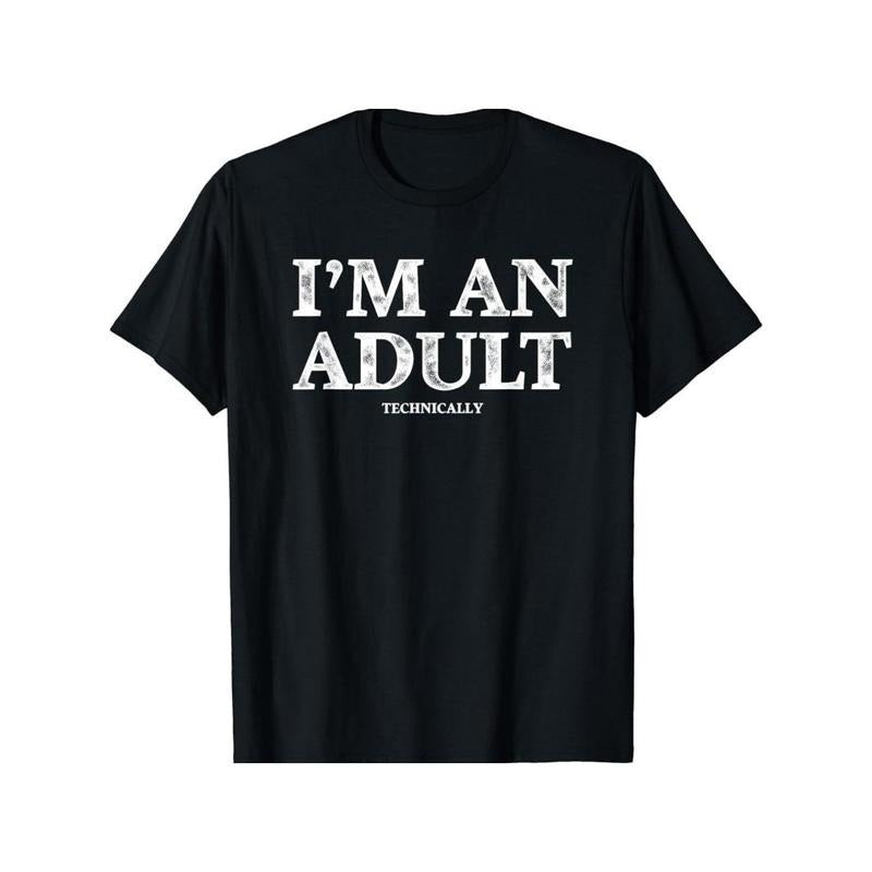I M AN ADULT printed men's casual short-sleeved crew neck T-shirt suitable for summer outdoor streets Made in USA Hoodie,...