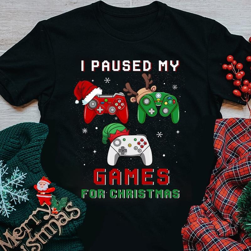 I Paused My Game For Christmas Sweatshirt, Christmas Video Game Controller Hoodie, Xmas Sweatshirt, Merry Christmas...