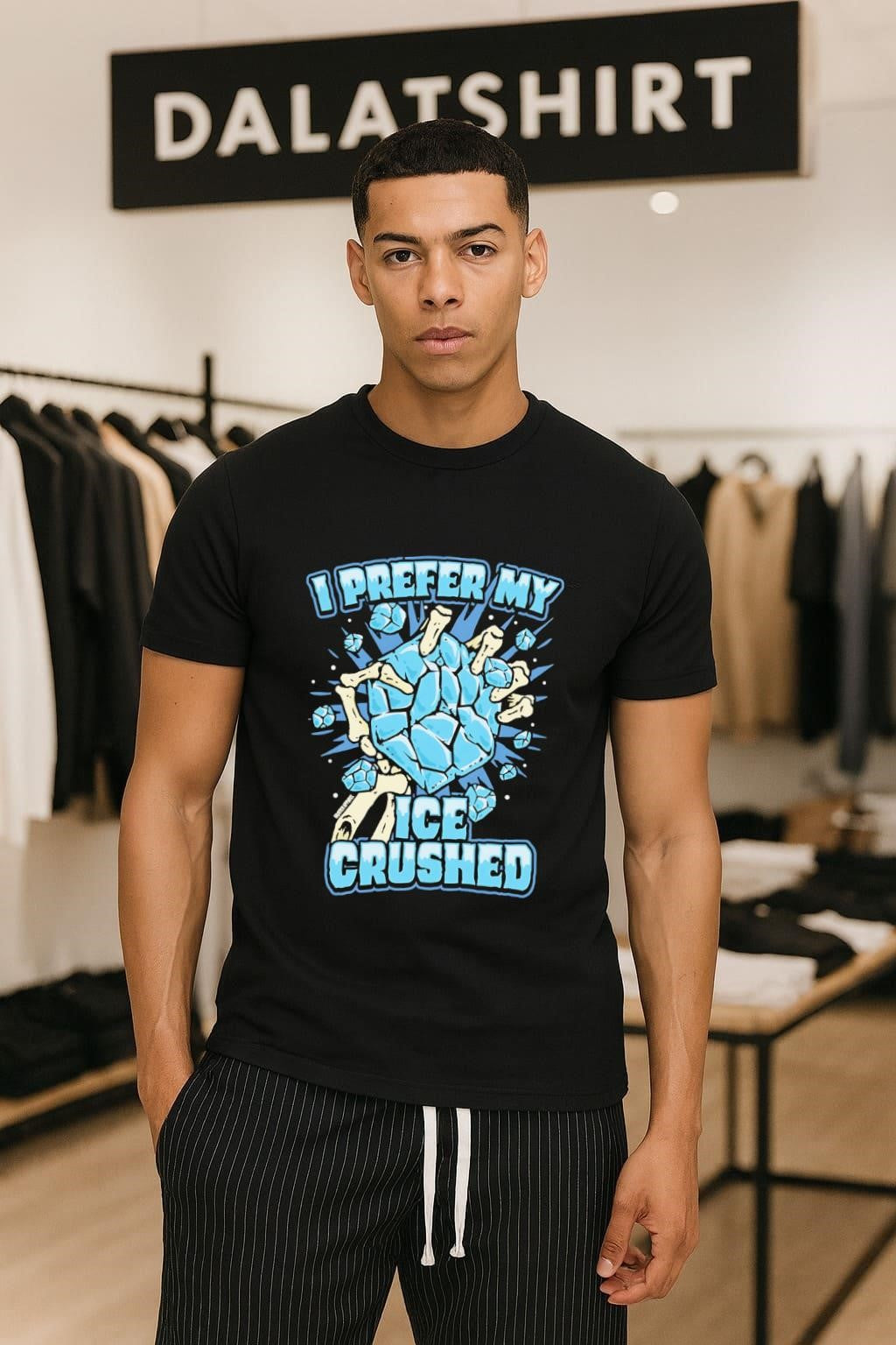 I Prefer My Ice Crushed Skeleton Hand Holding Ice Graphic shirt