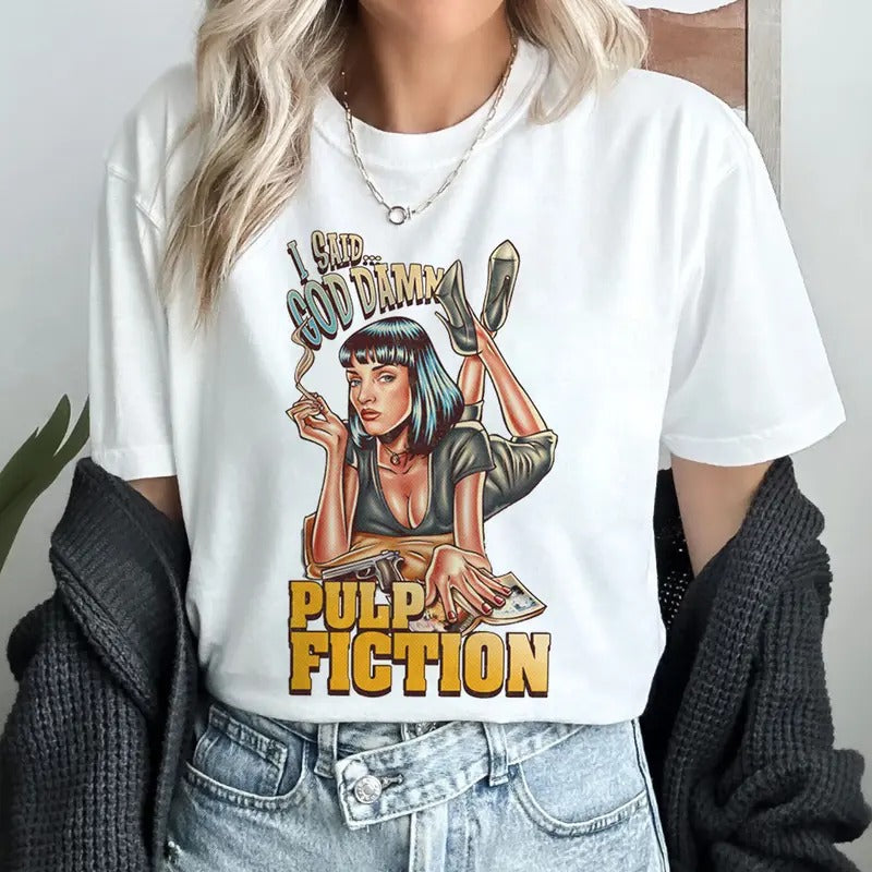 I Said Goddamn Tee Mia Wallace Smoking Pulp Fiction Movie Vintage Shirt Hoodie, Sweatshirt | TeeBloomCo.com