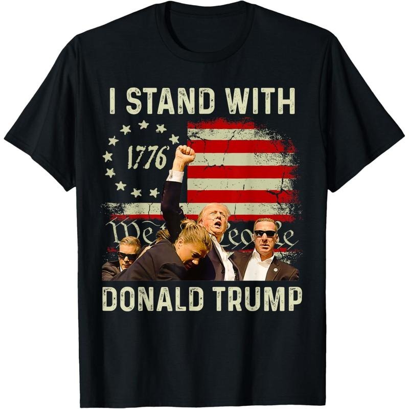 I Stand With Trump Funny Trump 2024 T-Shirt made in usa Hoodie, Sweatshirt | TeeBloomCo.com