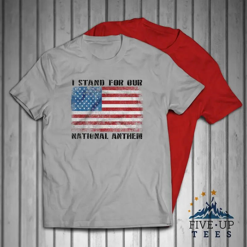 I Stand for Our National Anthem USA Flag Patriotic Men's T-shirt Casual Classic Hoodie, Sweatshirt | TeeBloomCo.com