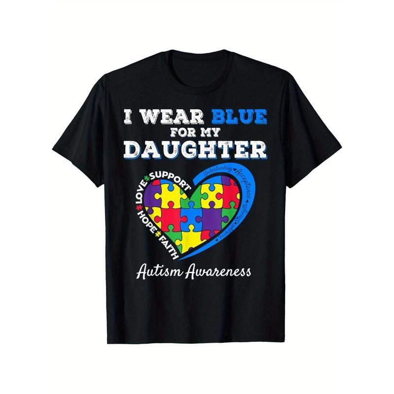 I Wear Blue For My Daughter Autism Awareness Dad Mom T-Shirt Hoodie, Sweatshirt | TeeBloomCo.com