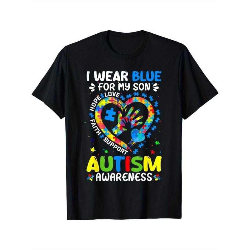 I Wear Blue For My Son Heart Mom Dad Autism Awareness T-Shirt Hoodie, Sweatshirt | TeeBloomCo.com