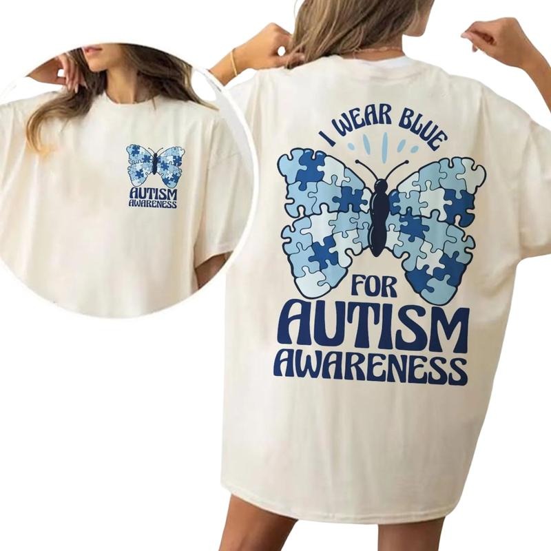 I Wear Blue for Autism Awareness T-Shirt, Support Autism Month Tee, Autism Month, Ultra Soft Cotton Tee, Everyday Casual...