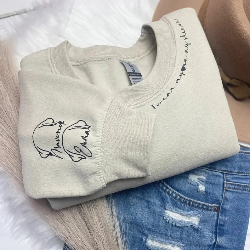 I Wear My Paws On My Sleeve Sweatshirt, Personalized Dog Sweatshirt with Name, Custom Dog Mom Sweatshirt, Dog Dad Gift,...