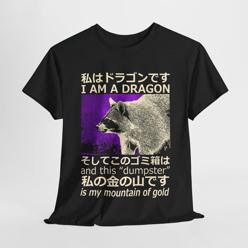 I am a Dragon Raccoon Purple Vintage Japanese T-Shirt Hoodie, Sweatshirt | TeeBloomCo.com