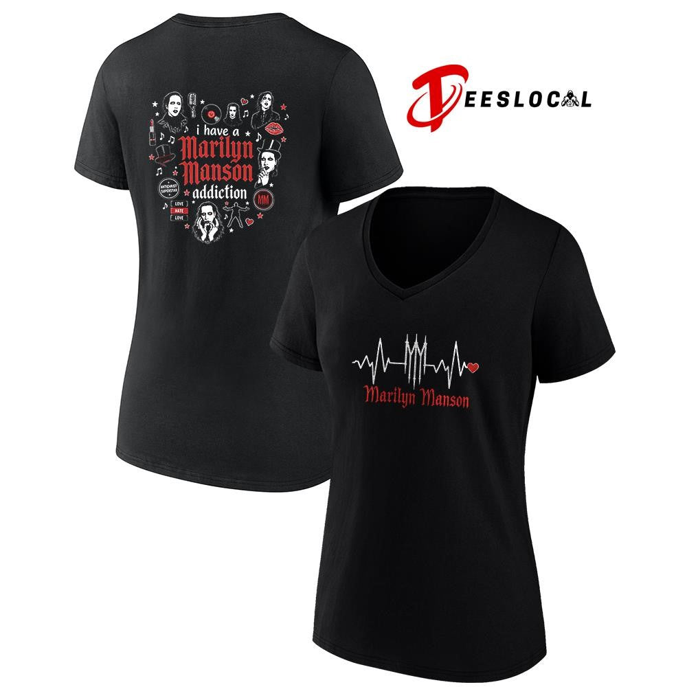 I have a Marilyn Manson addiction heartbeat signs shirt