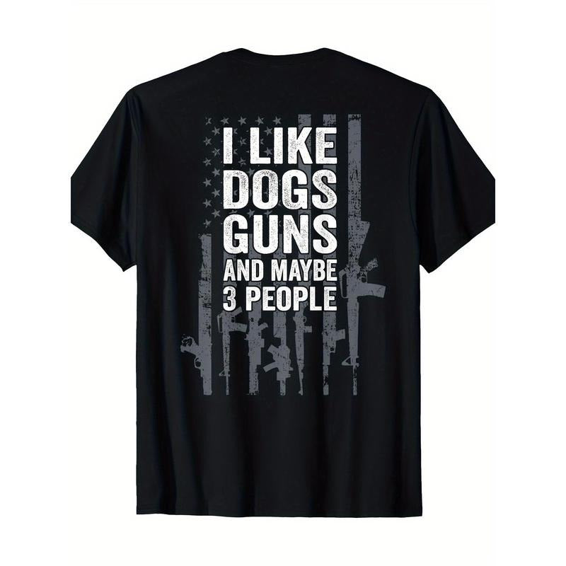 I like dog guns and maybe 3 people - Interesting guns - ON BACK T-shirt made in usa Hoodie, Sweatshirt | TeeBloomCo.com