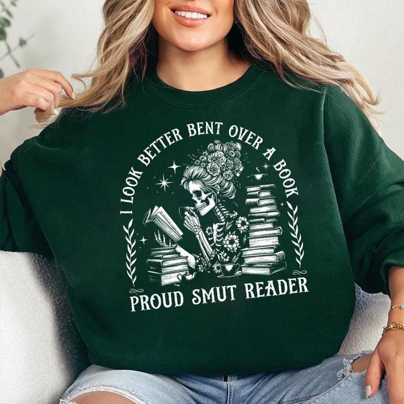 I look Better Bent Over A Book Smut Reader Sweatshirt, Romance Smut book Shirt, Wavy text , Book tok Tee, Bent Over Tee,...