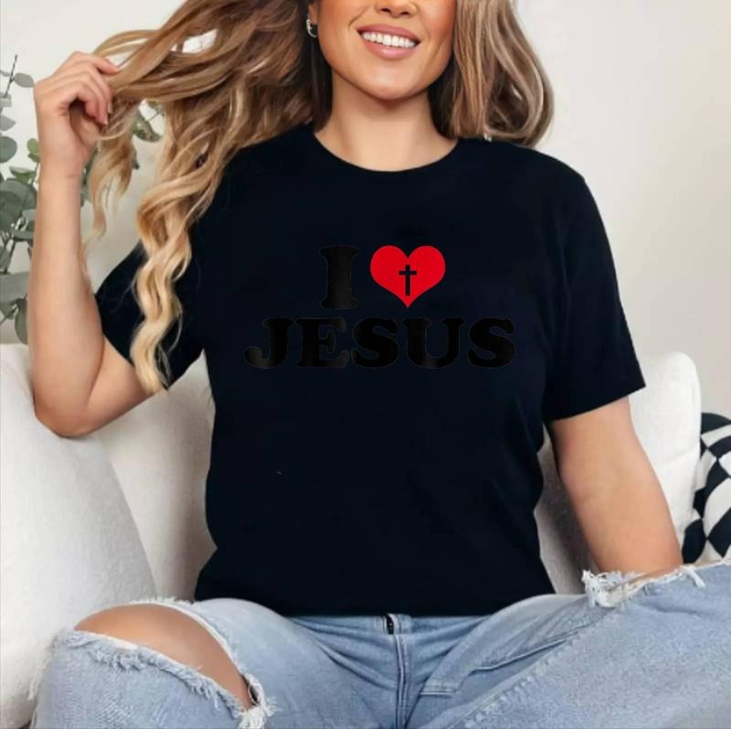 I love Jesus , I heart Jesus T-Shirt | Cotton 100%, Crewneck, Top Womenswear Hoodie, Sweatshirt | TeeBloomCo.com