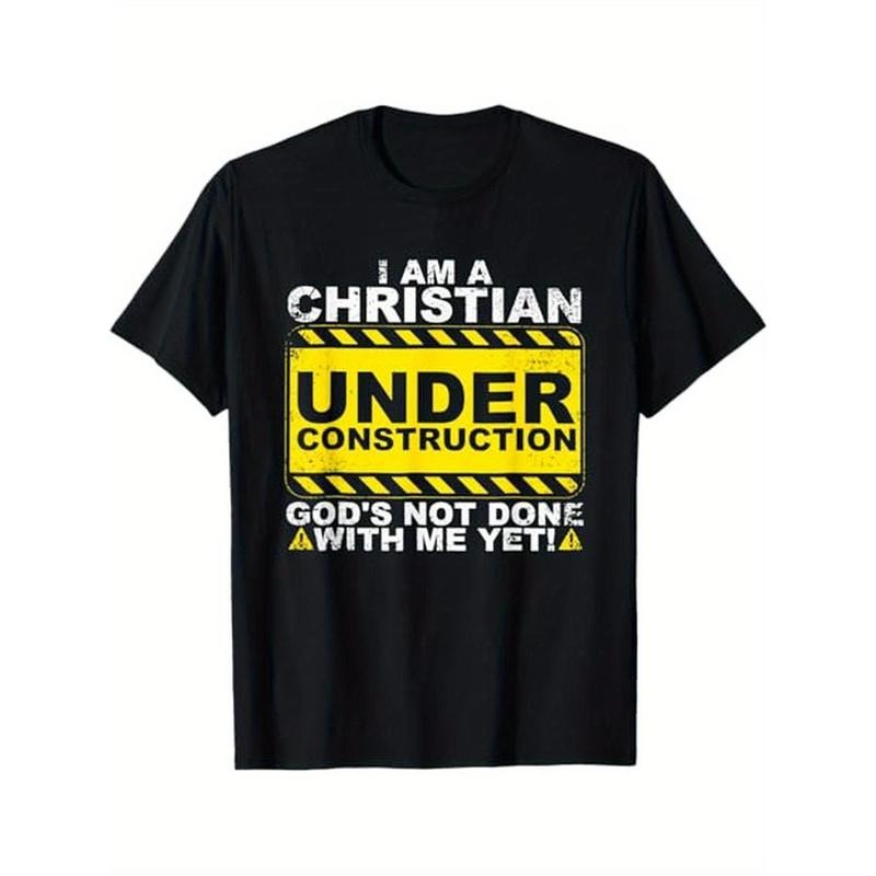 I'm A Christian Under Construction God's Not Done With Me T-Shirt, 100% Cotton, Gift for Men Women Dad Mom Friends,...