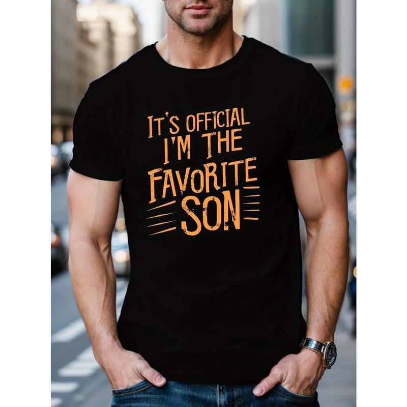 I'm The Favorite Son Print Tee Shirt, Tees For Men, Casual Short Sleeve T-shirt For Summer Made in USA Hoodie, Sweatshirt