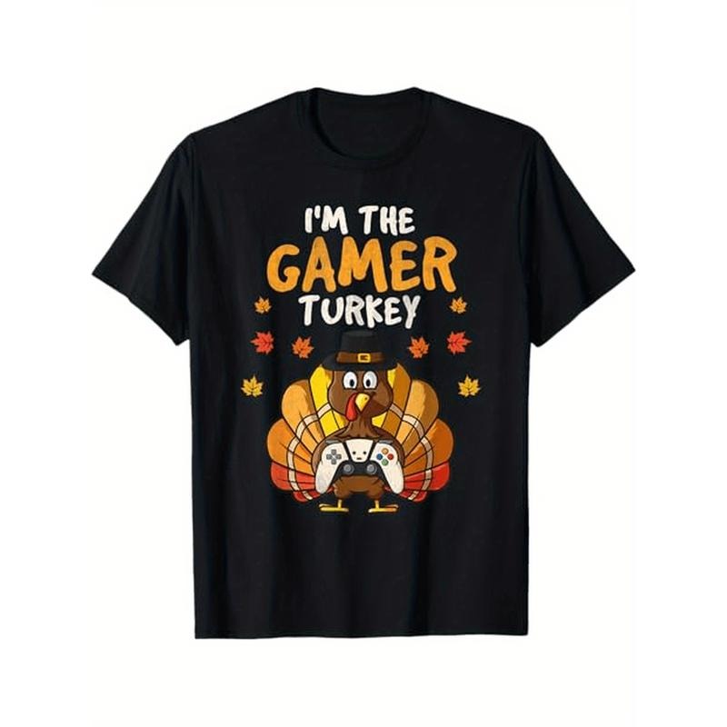 I'm the Gamer Turkey Thanksgiving Family 2024 Autumn Fall T-Shirt, 100% Cotton, Gift for Men Women Dad Mom Friends,...