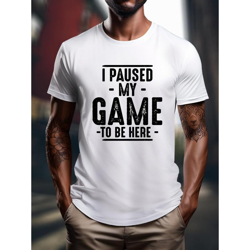 I pause my game, crewneck men's printed casual T-shirt, make America more free, personalized men's wear, summer fashion...