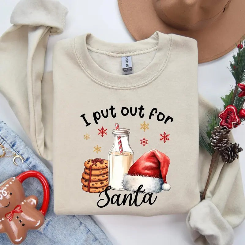 I put out for Santa Shirt, Holiday Party Tee, Christmas Party shirt, Cute Christmas Graphic Shirt, Christmas Gift ,...