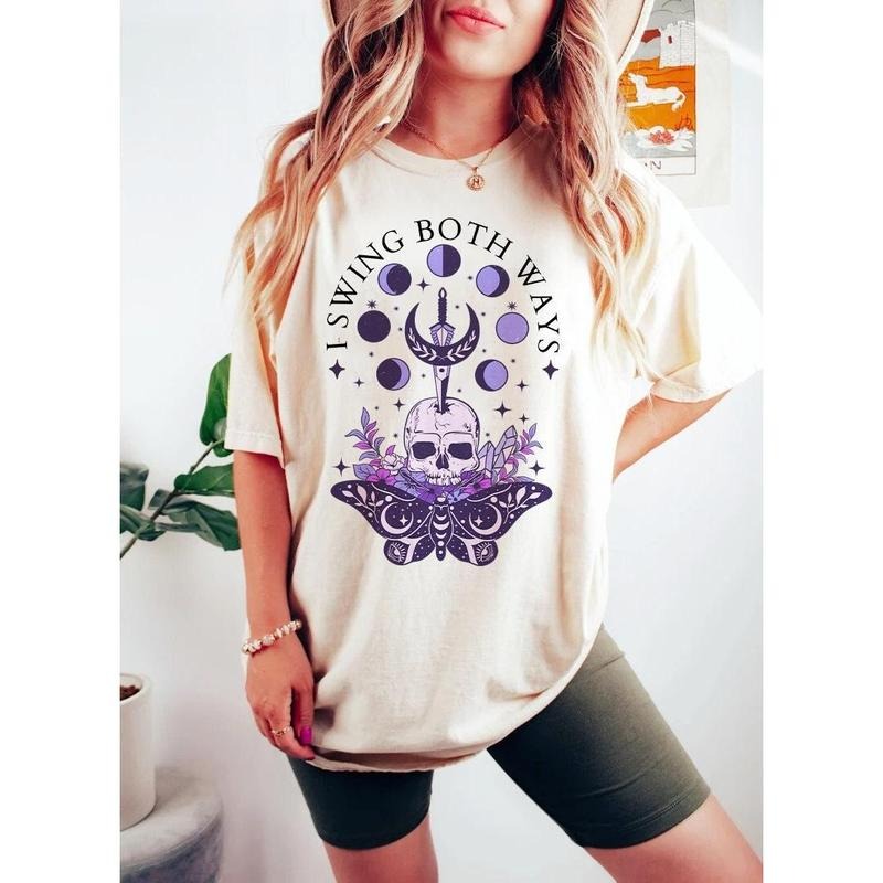 I swing both ways shirt | bisexual shirt | skull sword rose | boho bisexual | aesthetic lgbtq pride | queer | bi pride |...