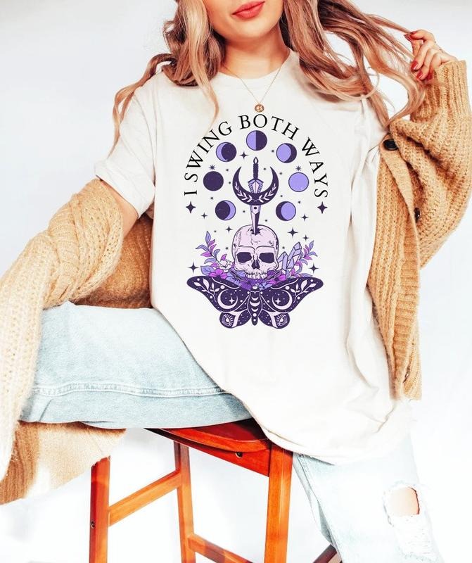 I swing both ways shirt | bisexual shirt | skull sword rose | boho bisexual | aesthetic lgbtq pride | queer | bi pride |...