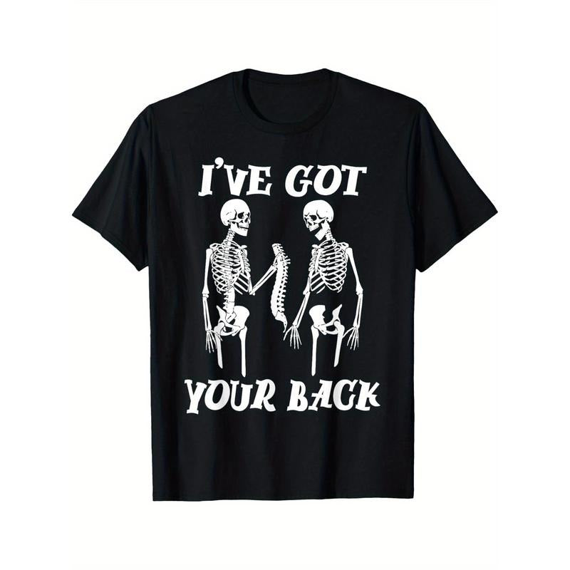 I've Got Your Back Halloween Skeleton Skull Men and Women T-shirt Comfortable, Casual Short Sleeve, Daily Wear, All...