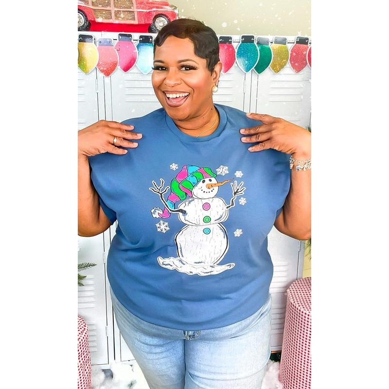 Icy Snowman Christmas Graphic T-Shirt Hoodie, Sweatshirt | TeeBloomCo.com