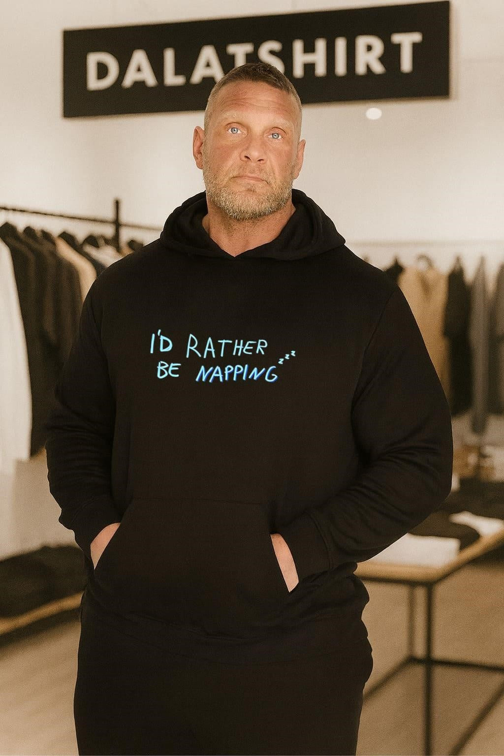 I’d Rather Be Napping Blue Hand Drawn Sleepy Text shirt