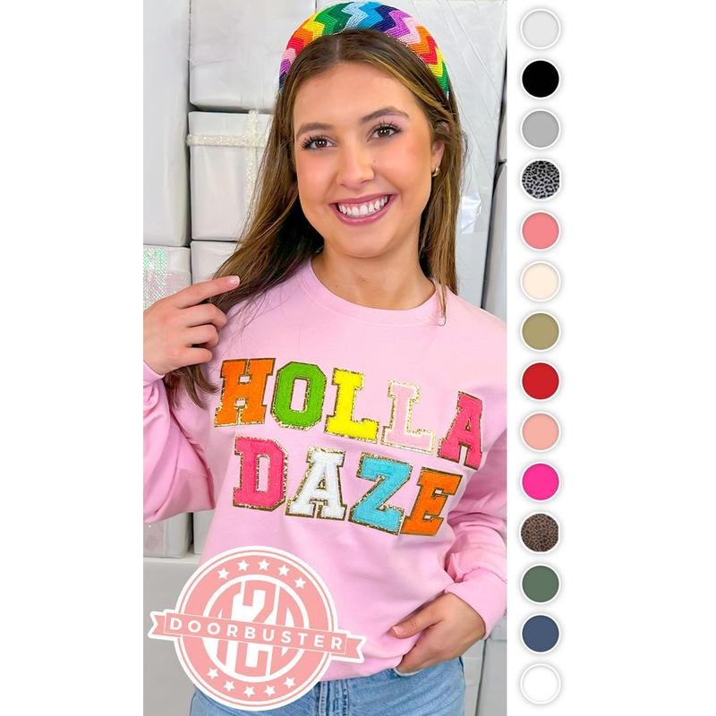 Ideal Chenille Holla Daze Sweatshirt T-Shirts, Hoodie | TeeBloomCo.com